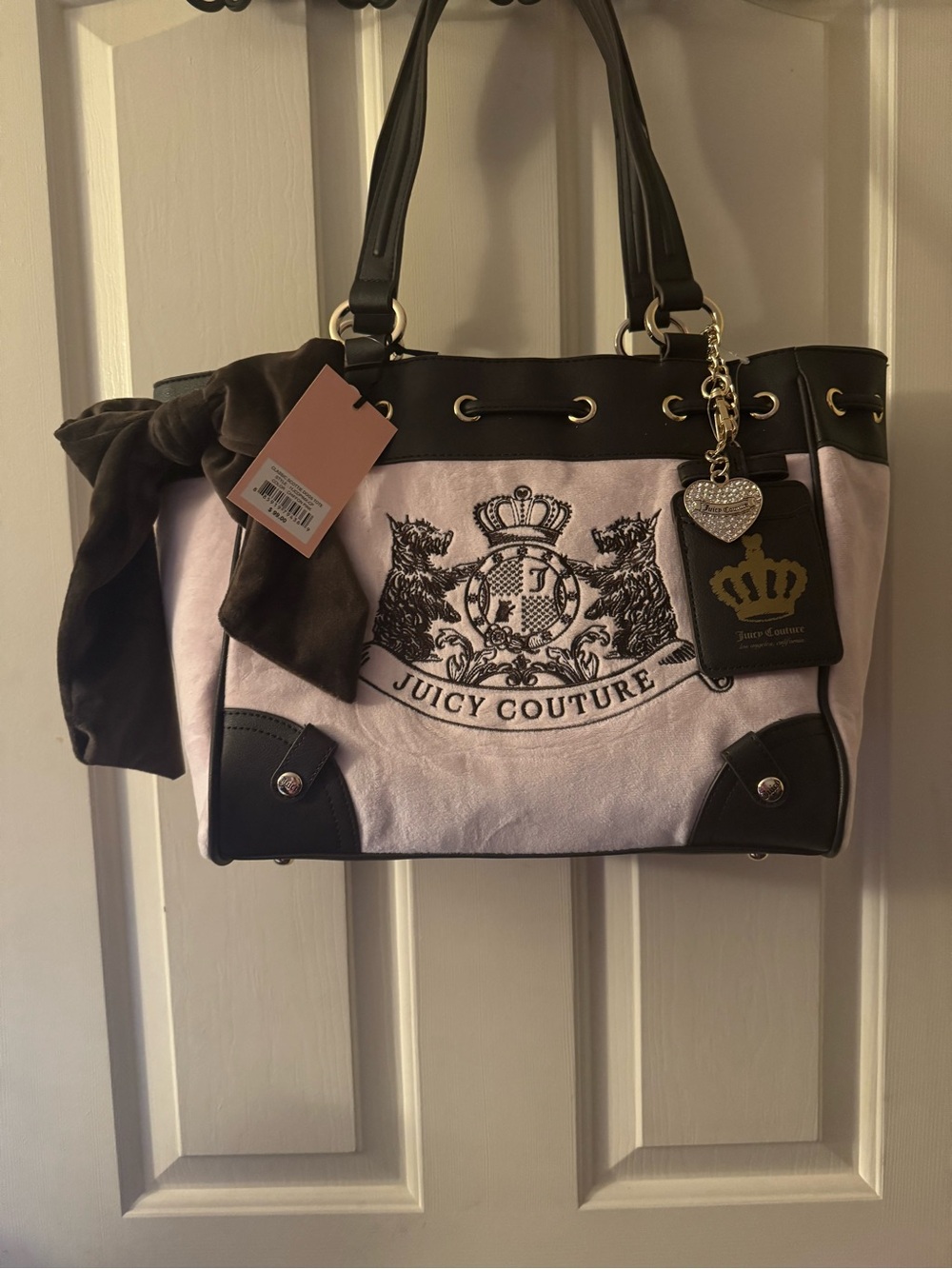 Juicy Couture Pink and Brown Canvas Daydreamer Tote Bag with Charm